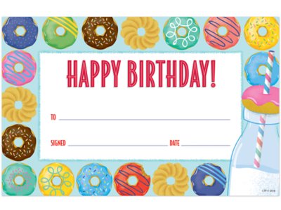 Mid-Century Mod Donut Birthday Certificates at Lakeshore Learning